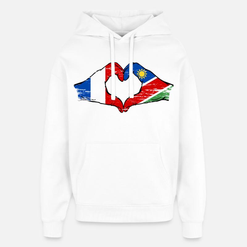 Frankreich Namibia Flagge Herz used - Oversized Unisex Hoodie von Stanley/Stella - Weiß