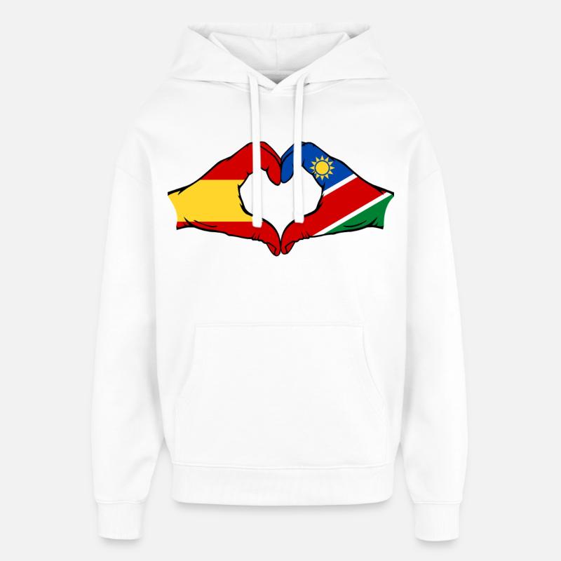 Spanien Namibia Flagge Hände Herzform - Oversized Unisex Hoodie von Stanley/Stella - Weiß