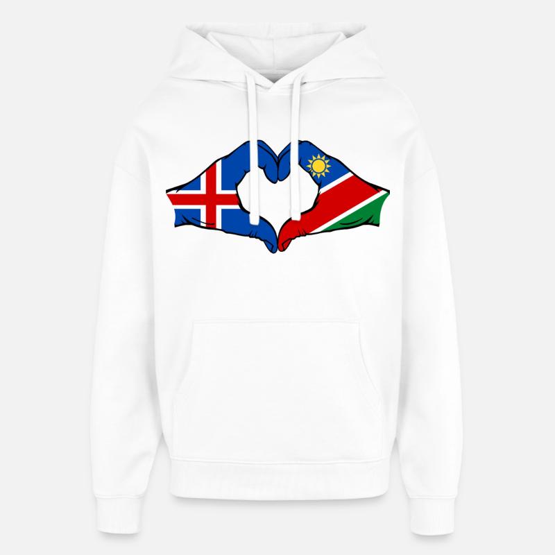 Island_Namibia_Flagge_Hände_Herzform - Sweat à capuche unisexe Stanley/Stella Oversized - blanc