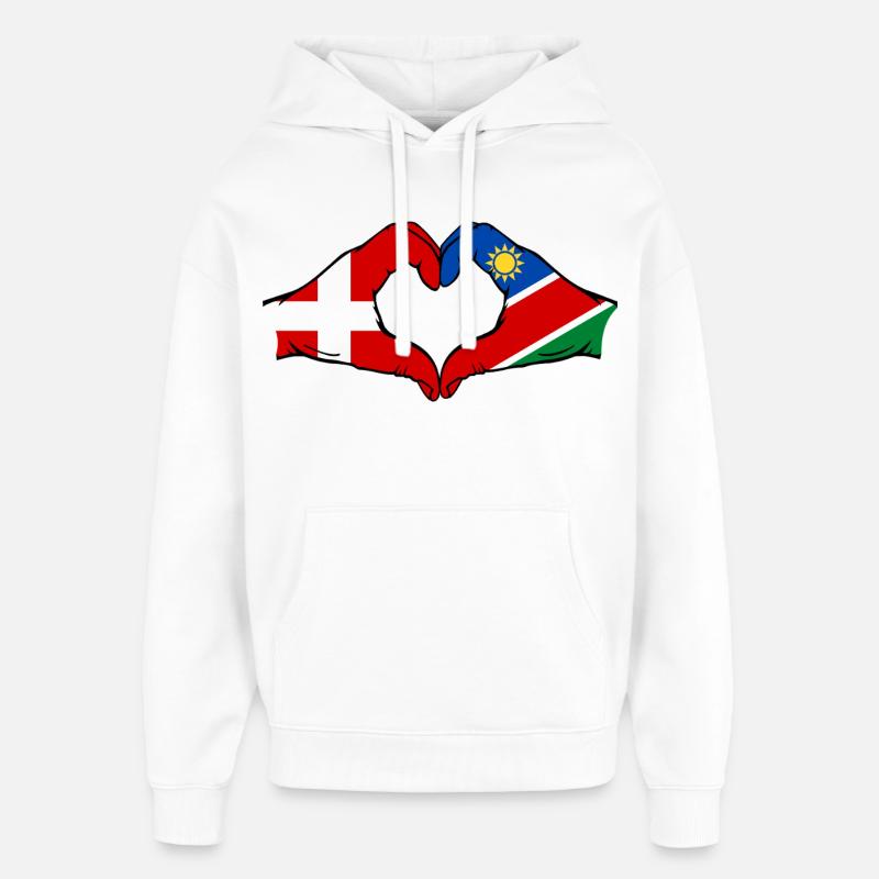 Dänemark Namibia Flagge Herz - Oversized Unisex Hoodie von Stanley/Stella - Weiß
