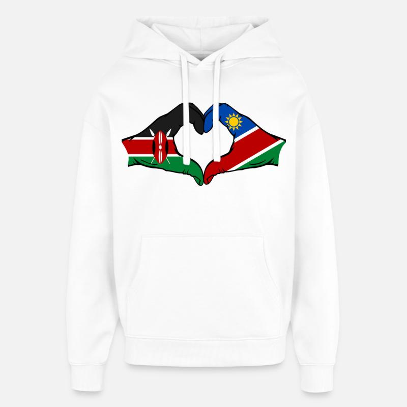 Kenya Namibia Flag Hands Heart Shape - Oversized Unisex Hoodie by Stanley/Stella - white