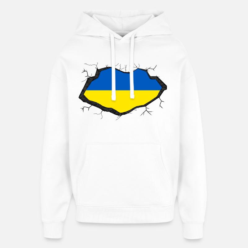 Drapeau ukrainien - Sweat à capuche unisexe Stanley/Stella Oversized - blanc