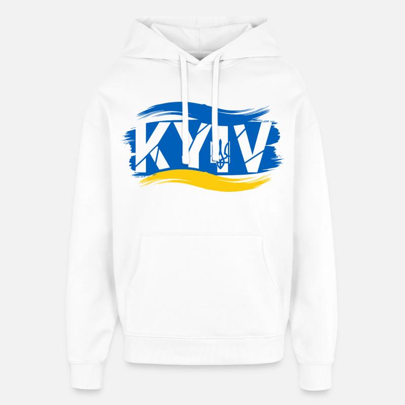 Trident ukrainien et drapeau abstrait - Sweat à capuche unisexe Stanley/Stella Oversized - blanc