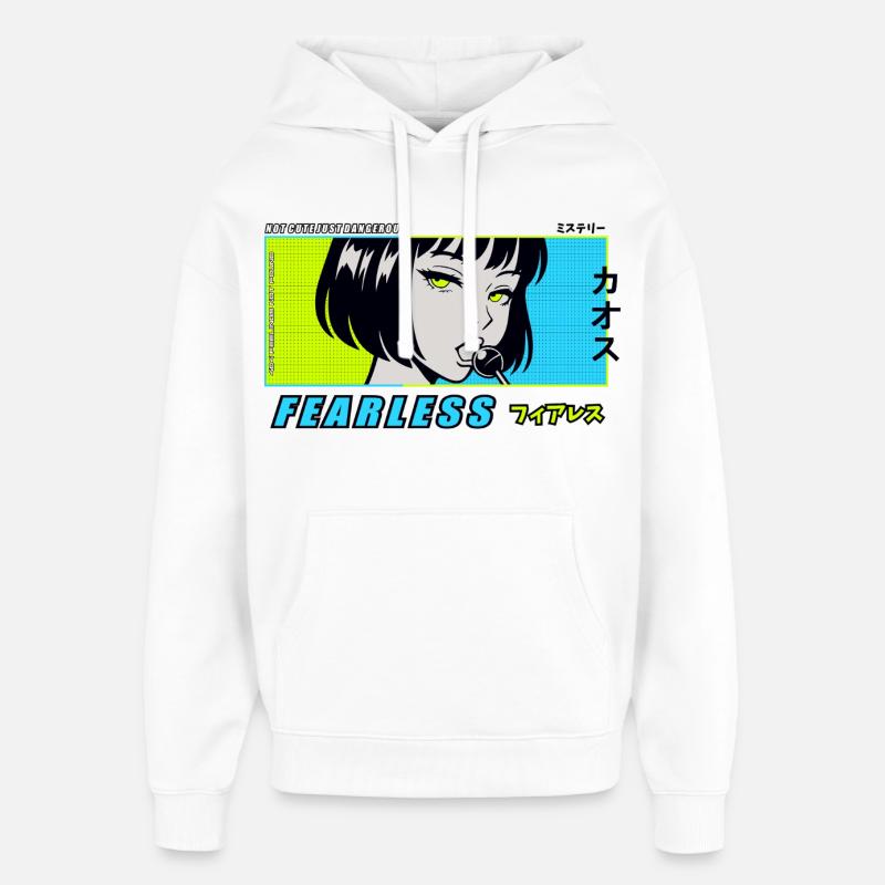 Fille d’anime avec sucette - Sweat à capuche unisexe Stanley/Stella Oversized - blanc