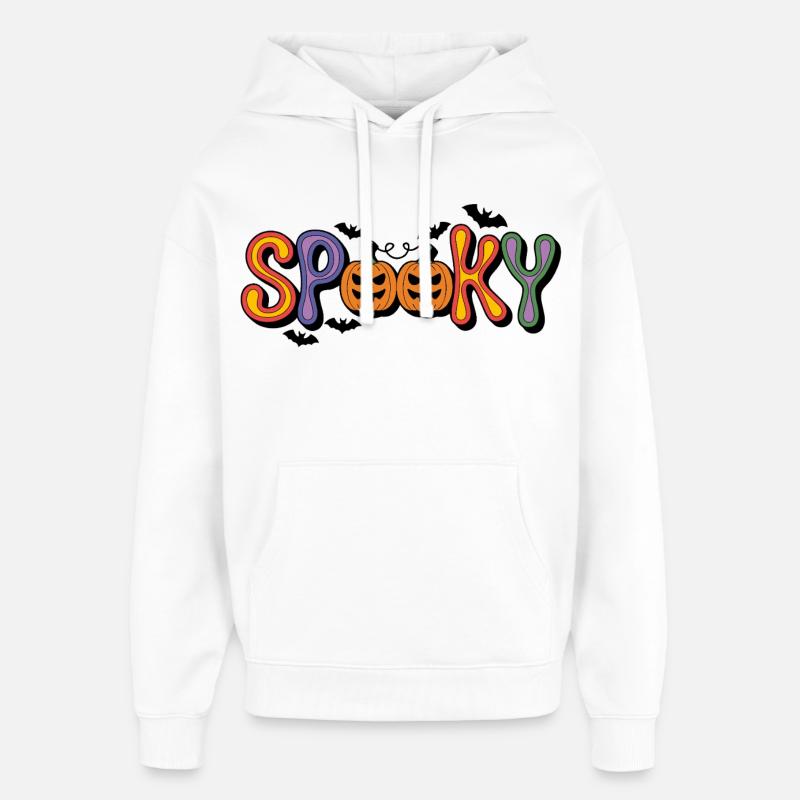 Lettrage citrouille effrayant - Sweat à capuche unisexe Stanley/Stella Oversized - blanc