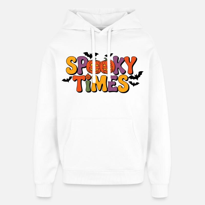 Citrouilles d’Halloween Spooky Times - Sweat à capuche unisexe Stanley/Stella Oversized - blanc