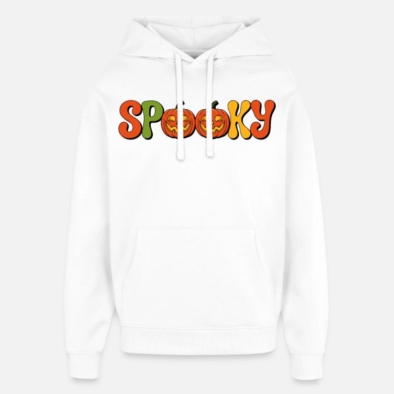 Lettrage citrouille effrayant - Sweat à capuche unisexe Stanley/Stella Oversized - blanc