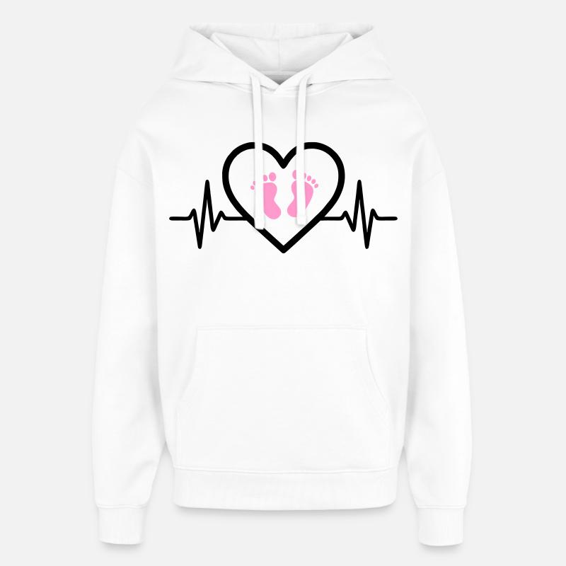 Grossesse Coeur Rose Bébé Pieds Fille - Sweat à capuche unisexe Stanley/Stella Oversized - blanc