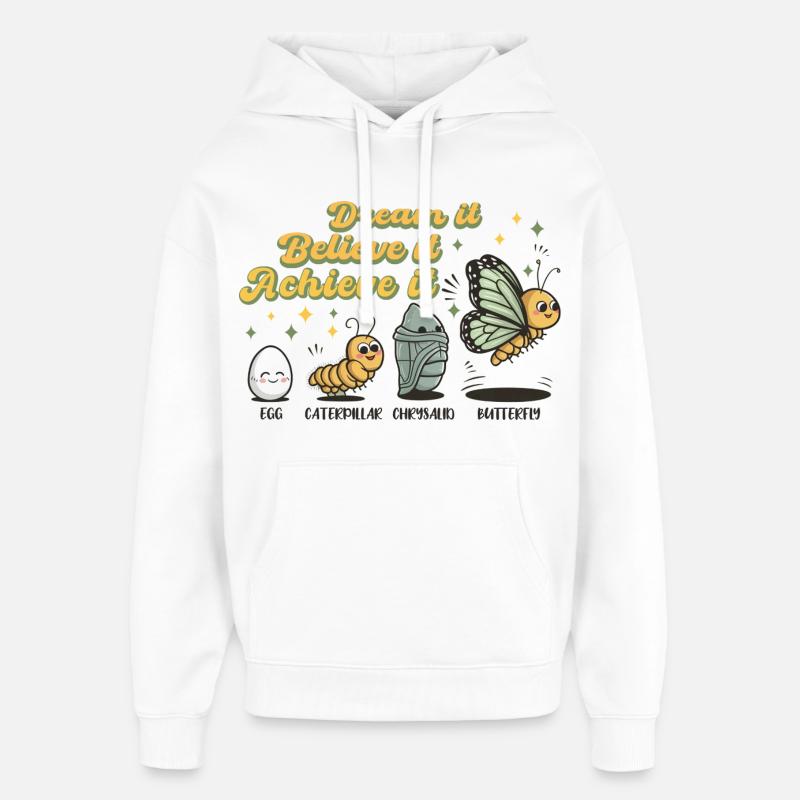 Chenille Papillon Ecole Evolution Cadeau - Sweat à capuche unisexe Stanley/Stella Oversized - blanc