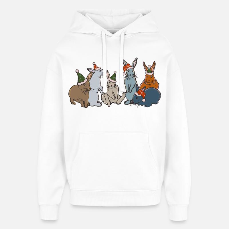 LAPINS DE NOËL - Sweat à capuche unisexe Stanley/Stella Oversized - blanc