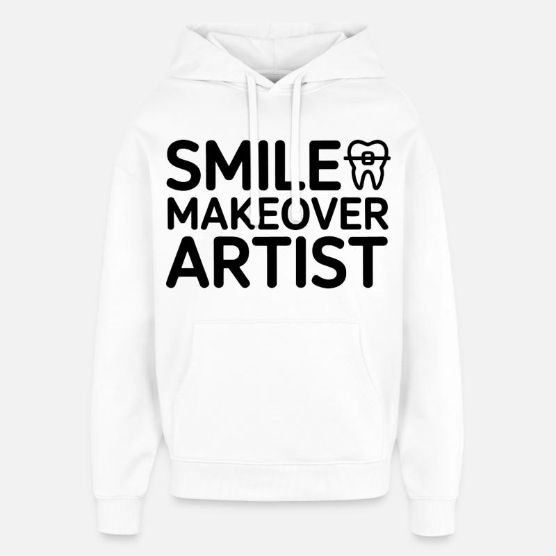 SMILE MAKEOVER ARTIST Conception Dentaire Professionnel - Sweat à capuche unisexe Stanley/Stella Oversized - blanc