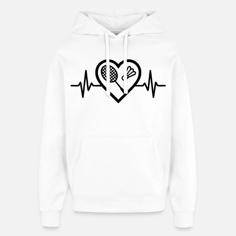 Cœur + Badminton – Passion du Badminton - Sweat à capuche unisexe Stanley/Stella Oversized - blanc