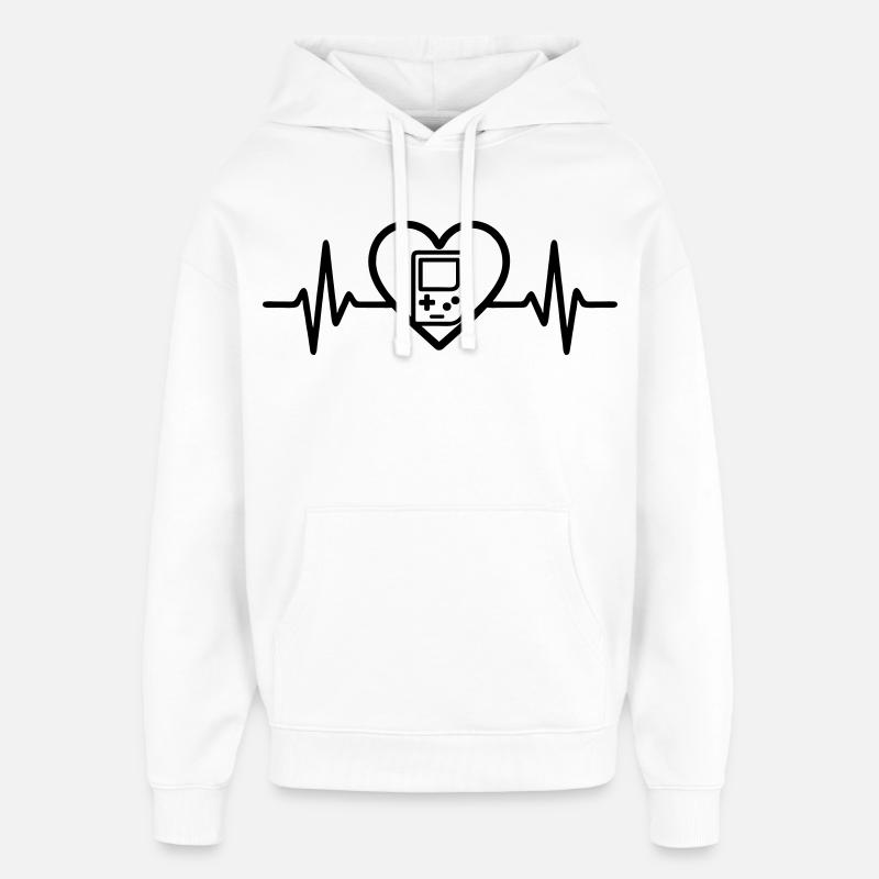 Heart Retrogaming – Console rétro portable - Sweat à capuche unisexe Stanley/Stella Oversized - blanc