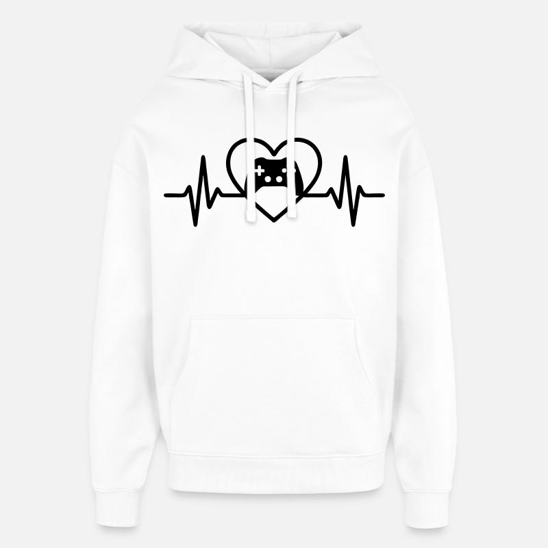 Herz Gaming – Controller Stil Gamer - Oversized Unisex Hoodie von Stanley/Stella - Weiß