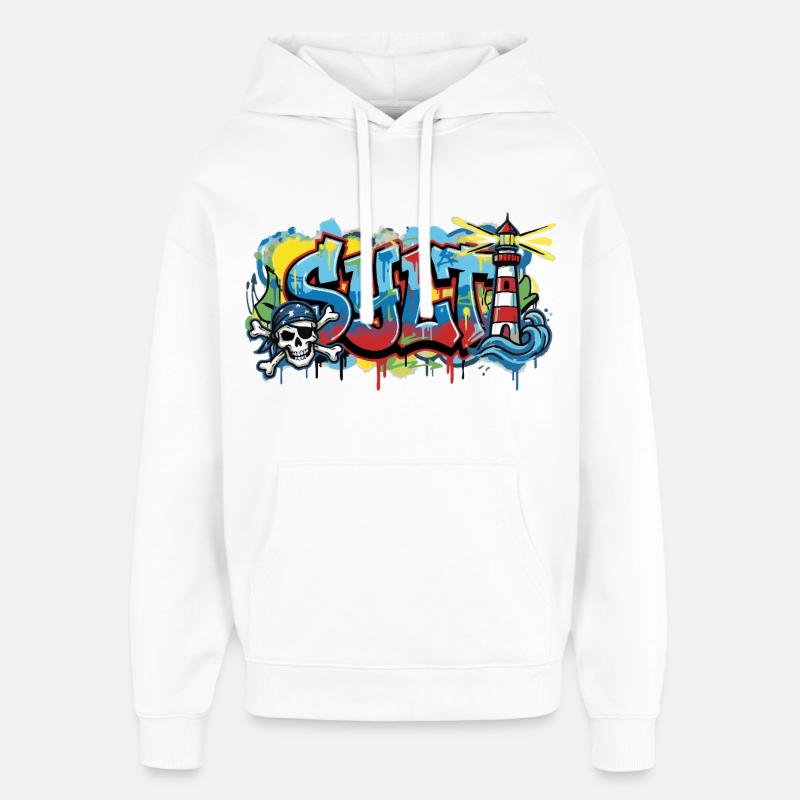 Graffiti de sylles avec phare - Sweat à capuche unisexe Stanley/Stella Oversized - blanc