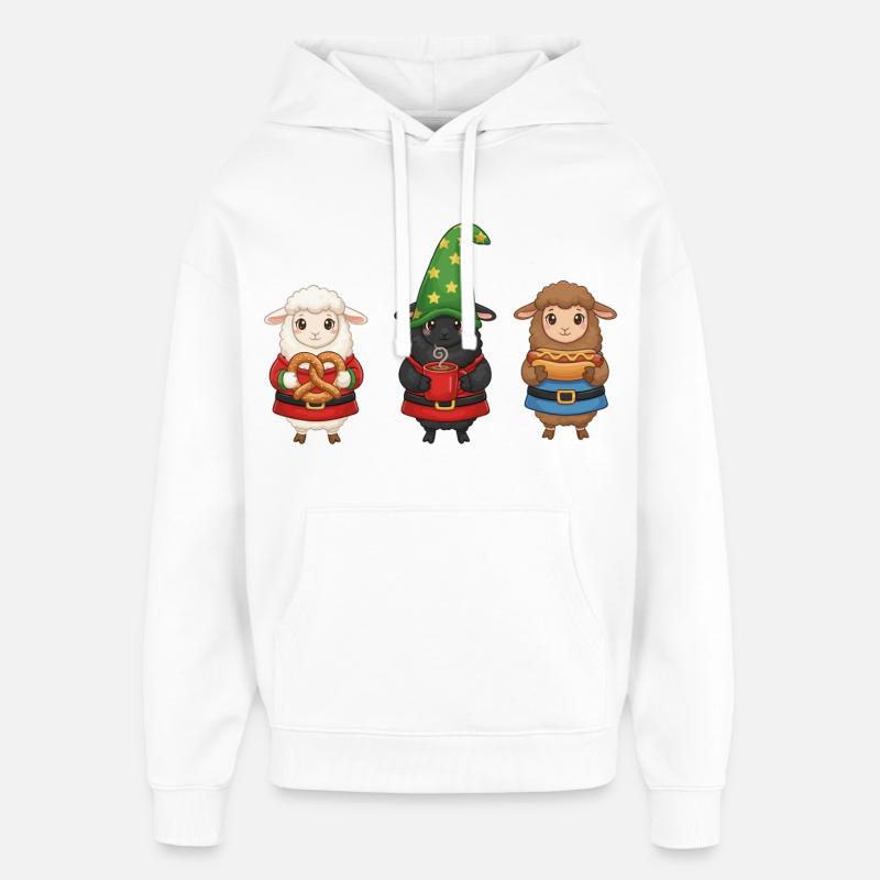 Moutons Joyeux Noël - Sweat à capuche unisexe Stanley/Stella Oversized - blanc