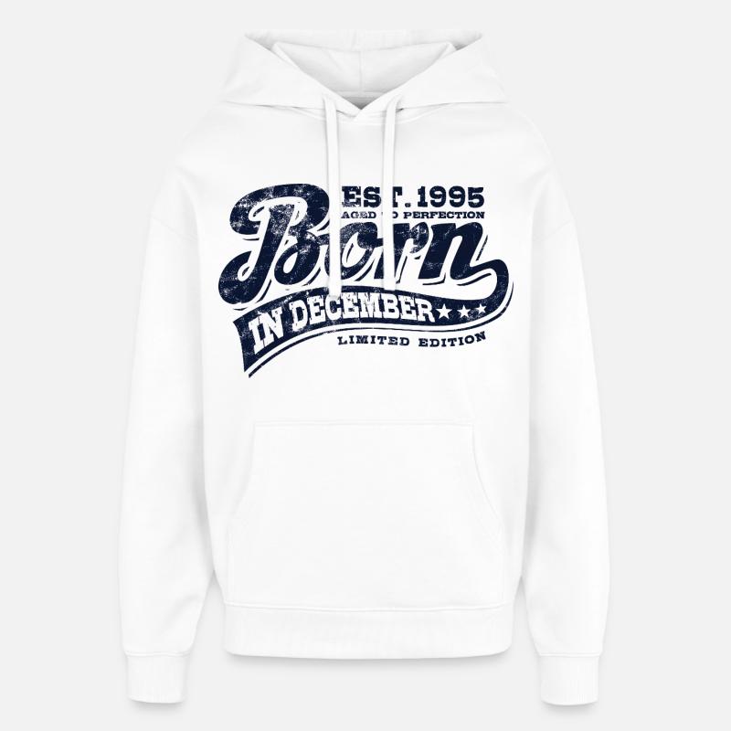Né en décembre 1995 - Anniversaire - Cadeau - Sweat à capuche unisexe Stanley/Stella Oversized - blanc