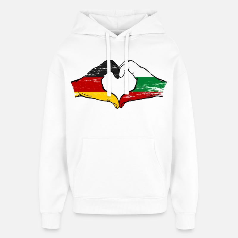 Cœur du drapeau Allemagne Bulgarie - Sweat à capuche unisexe Stanley/Stella Oversized - blanc