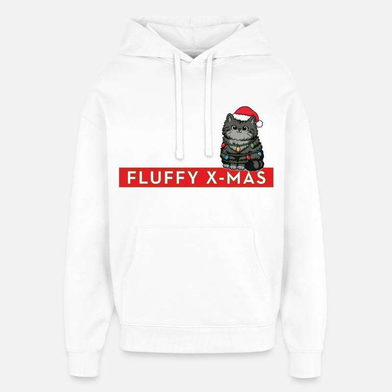 Noël duveteux – Noël chat mignon - Sweat à capuche unisexe Stanley/Stella Oversized - blanc