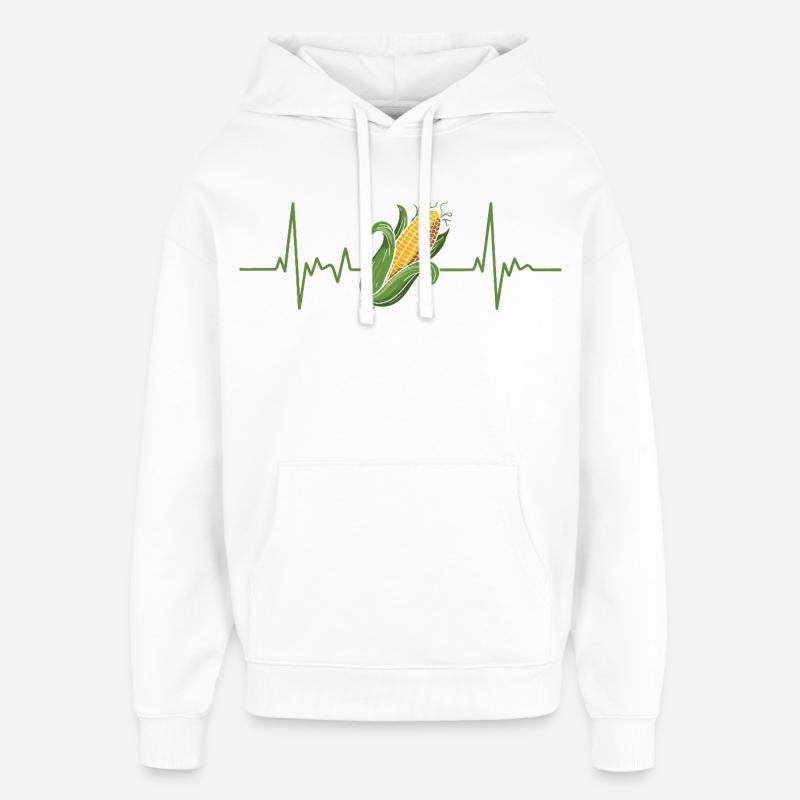 Rythme cardiaque du maïs : Naturkraft Design - Sweat à capuche unisexe Stanley/Stella Oversized - blanc