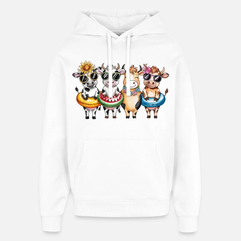 Vaches d’été - Sweat à capuche unisexe Stanley/Stella Oversized - blanc