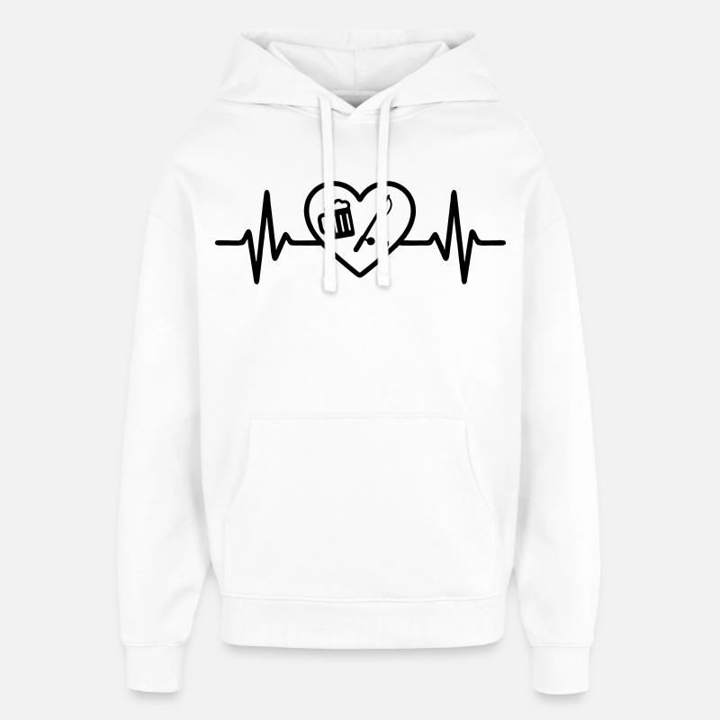 Herz Angeln Bier - Oversized Unisex Hoodie von Stanley/Stella - Weiß