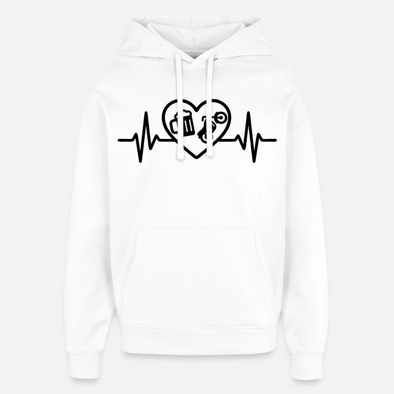 Bière moto Heart - Sweat à capuche unisexe Stanley/Stella Oversized - blanc