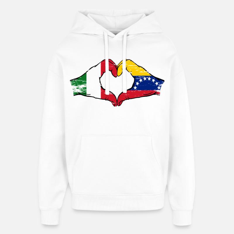 Italie Drapeau du Venezuela cœur utilisé - Sweat à capuche unisexe Stanley/Stella Oversized - blanc