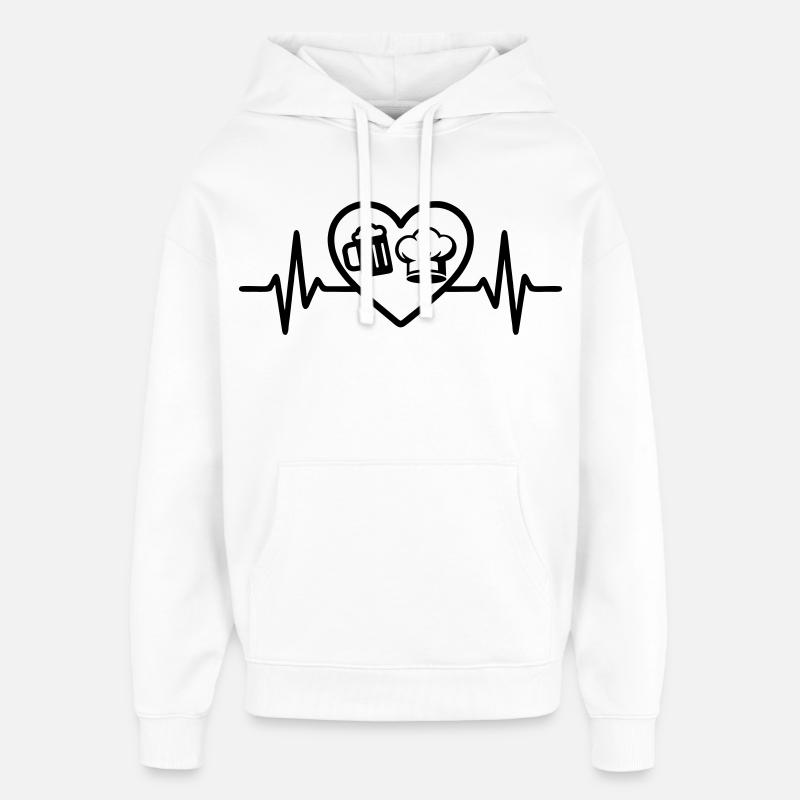 Herz Bier Küche Humor - Oversized Unisex Hoodie von Stanley/Stella - Weiß