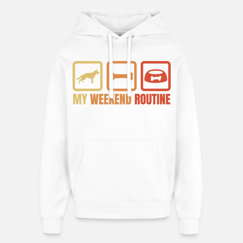 German Shepherd Weekend Routine - Oversized Unisex Hoodie by Stanley/Stella - white