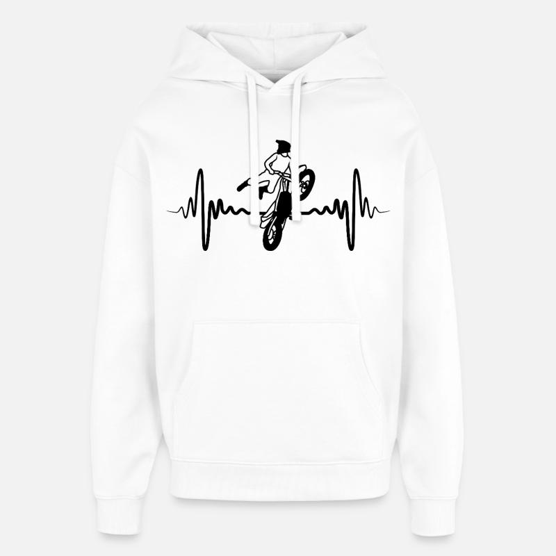 Battement de cœur en motocross - Sweat à capuche unisexe Stanley/Stella Oversized - blanc