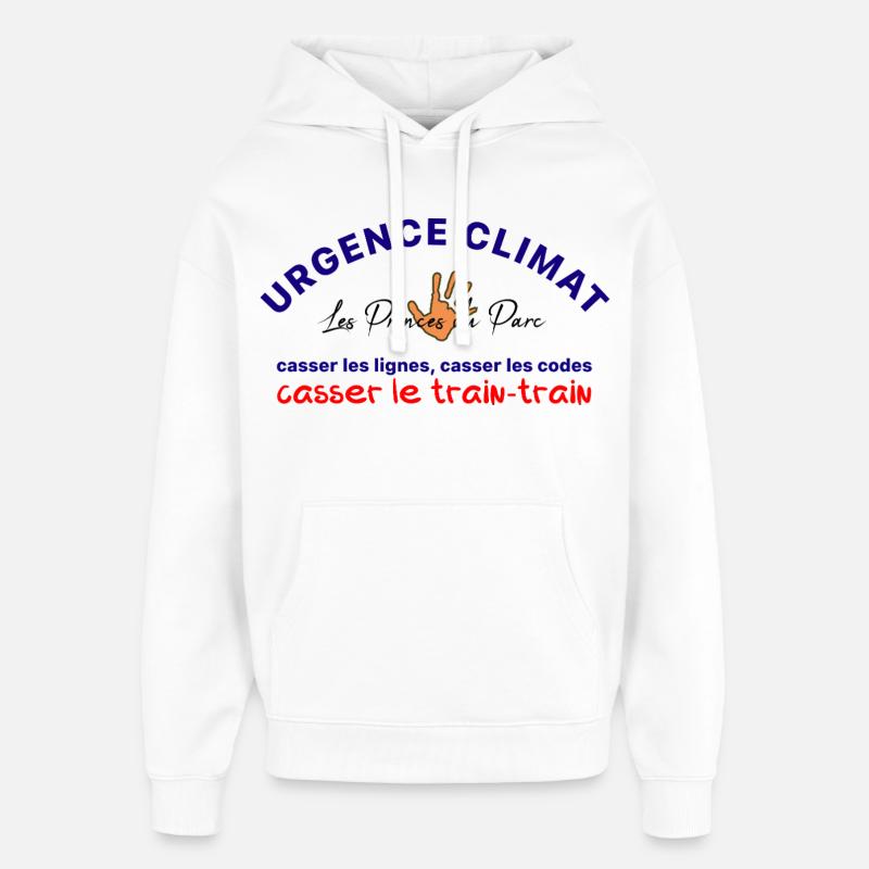Urgence_climat_casser_le_train-train - Sweat à capuche unisexe Stanley/Stella Oversized - blanc