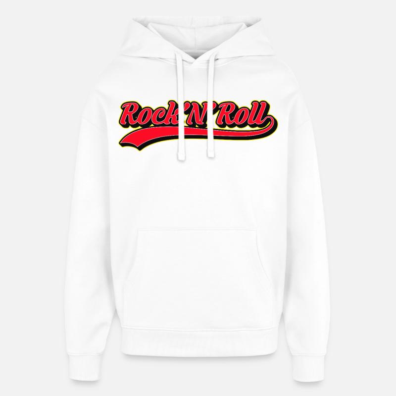 Rock 'N' Roll Retro Script Logo - Oversized Unisex Hoodie von Stanley/Stella - Weiß