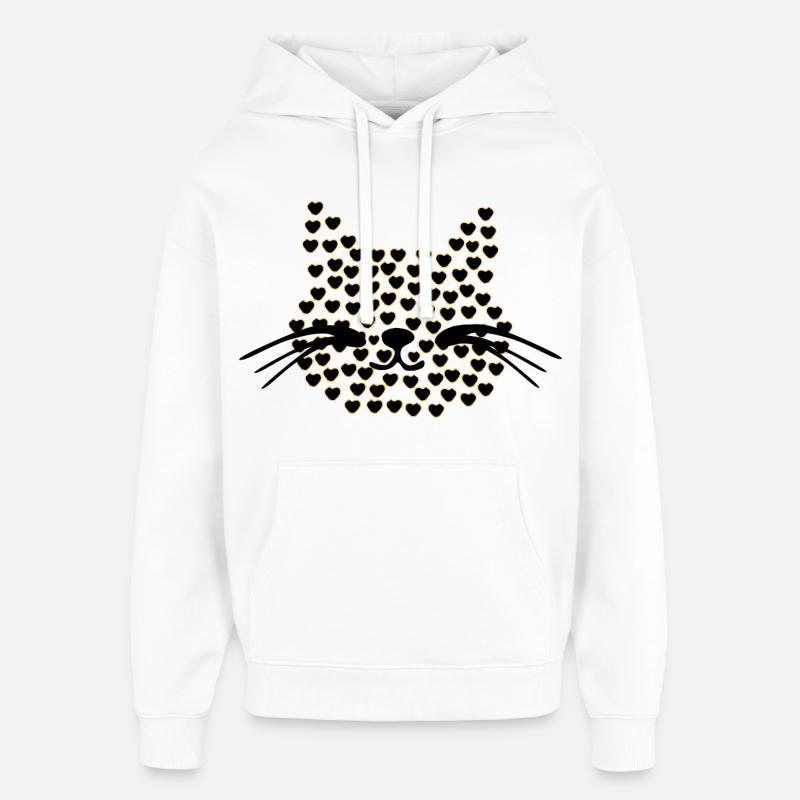 Cœurs de Chats la Saint-Valentin - Sweat à capuche unisexe Stanley/Stella Oversized - blanc