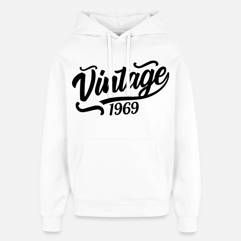 1969 Né en 1969, 56e anniversaire - Sweat à capuche unisexe Stanley/Stella Oversized - blanc