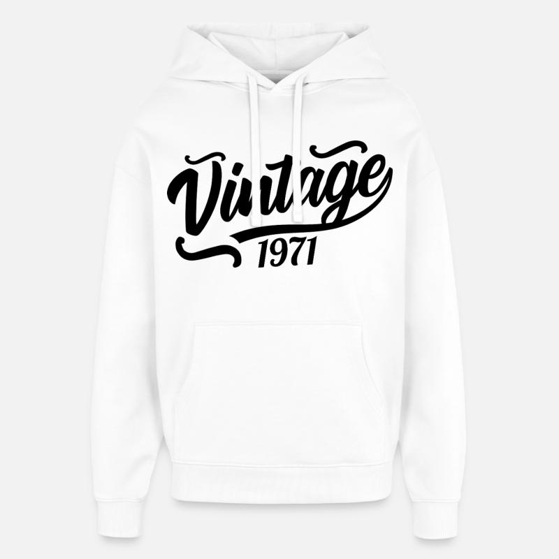 1971 Né en 1971, 56e anniversaire - Sweat à capuche unisexe Stanley/Stella Oversized - blanc