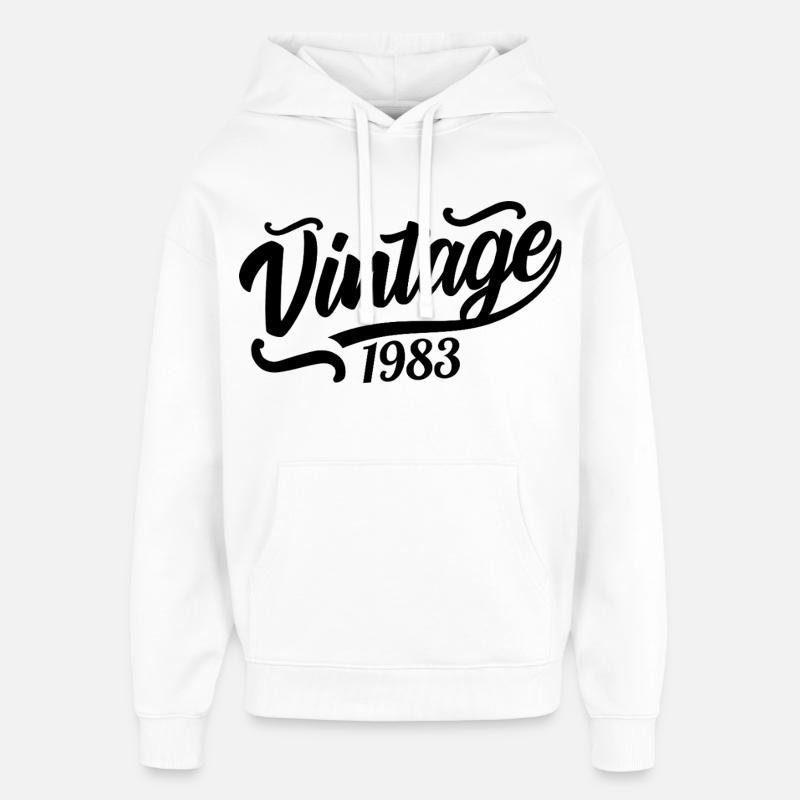 1983 Né en 1983, 56e anniversaire - Sweat à capuche unisexe Stanley/Stella Oversized - blanc