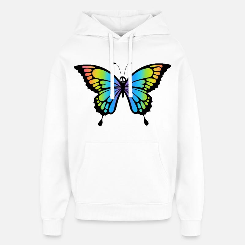 Crâne de papillon - Sweat à capuche unisexe Stanley/Stella Oversized - blanc