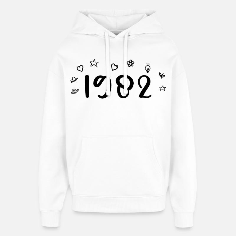 1982 Anniversaire 1982 Retro 1982 - Sweat à capuche unisexe Stanley/Stella Oversized - blanc