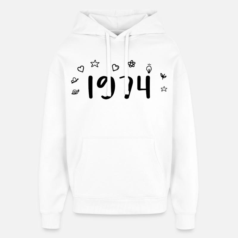 1974 Anniversaire 1974 Retro 1974 - Sweat à capuche unisexe Stanley/Stella Oversized - blanc
