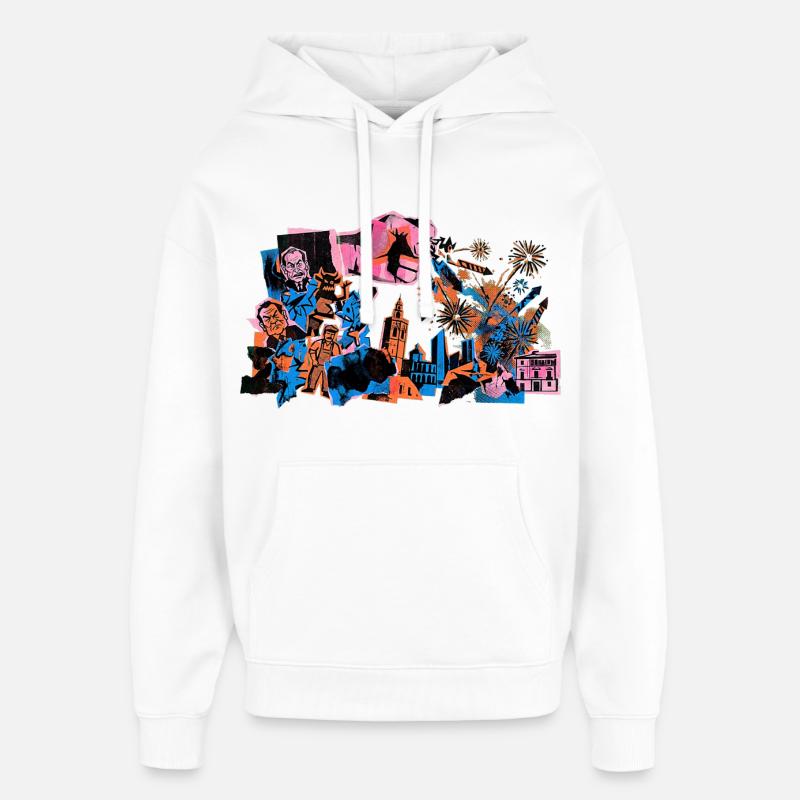 Fallas De Valencia Fireworks Risograph - Oversized Unisex Hoodie by Stanley/Stella - white