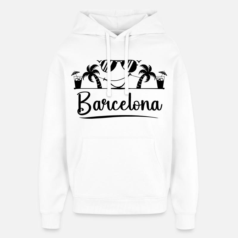 Barcelone - Sweat à capuche unisexe Stanley/Stella Oversized - blanc