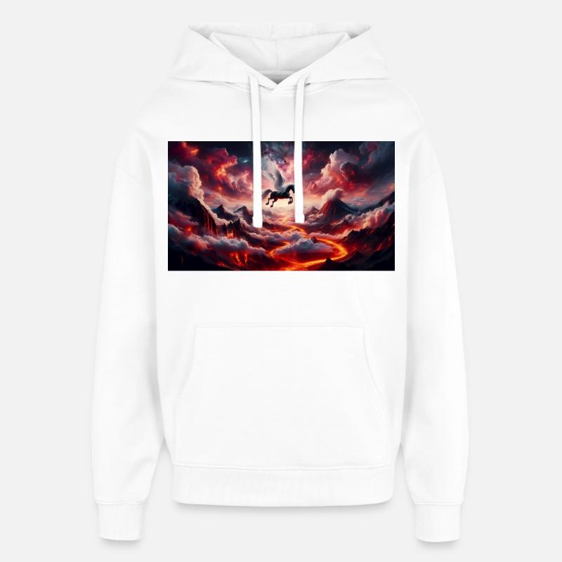 Cavalier ailé sur volcan - Sweat à capuche unisexe Stanley/Stella Oversized - blanc