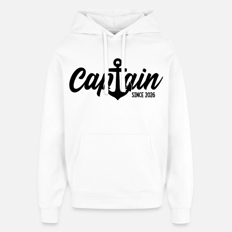 CAPITAINE 2026 CAPITAINE DEPUIS 2026 - Sweat à capuche unisexe Stanley/Stella Oversized - blanc