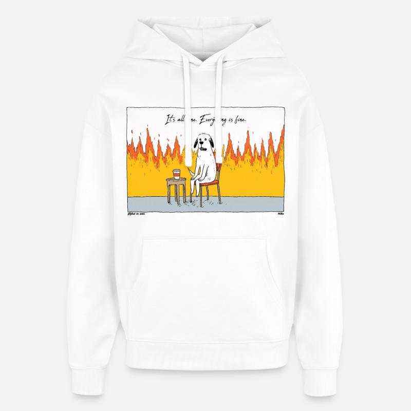 Chien dans le Chaos Fire - Sweat à capuche unisexe Stanley/Stella Oversized - blanc