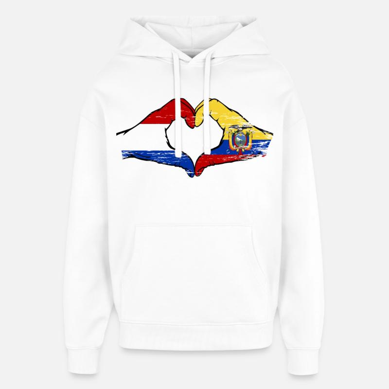 Cœur du drapeau de Hollande-Équateur utilisé - Sweat à capuche unisexe Stanley/Stella Oversized - blanc