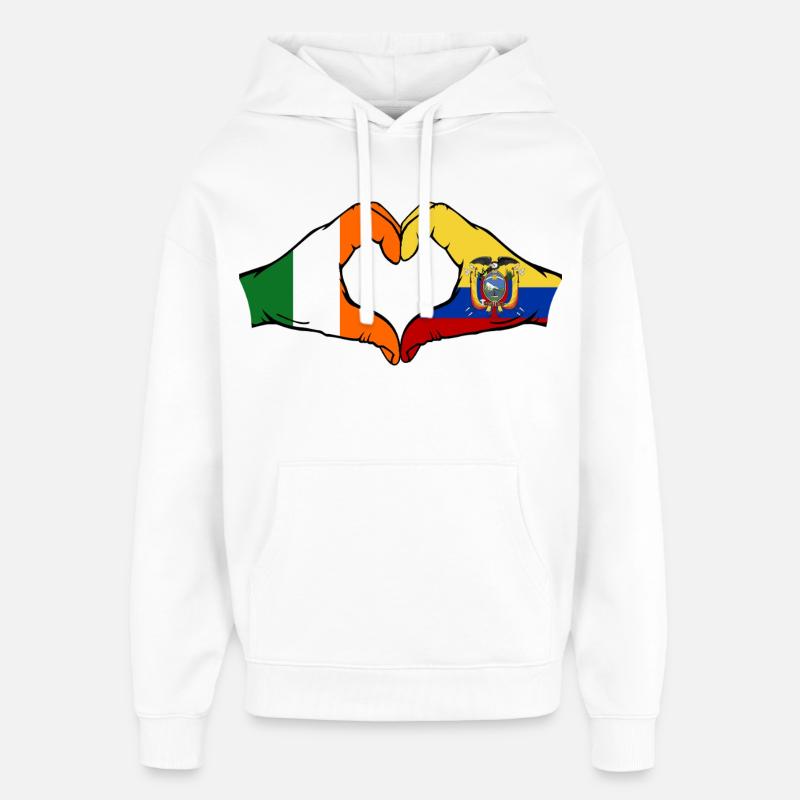 Cœur du drapeau Irlande Équateur - Sweat à capuche unisexe Stanley/Stella Oversized - blanc