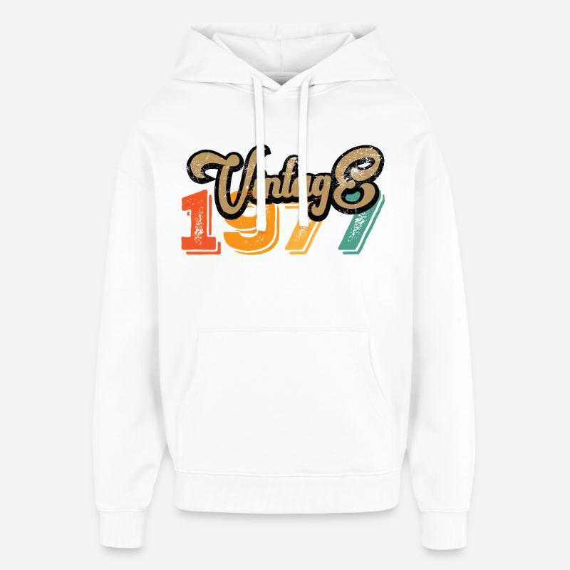 Årgang 1977 - Hættetrøje unisex Stanley/Stella Oversized - hvid