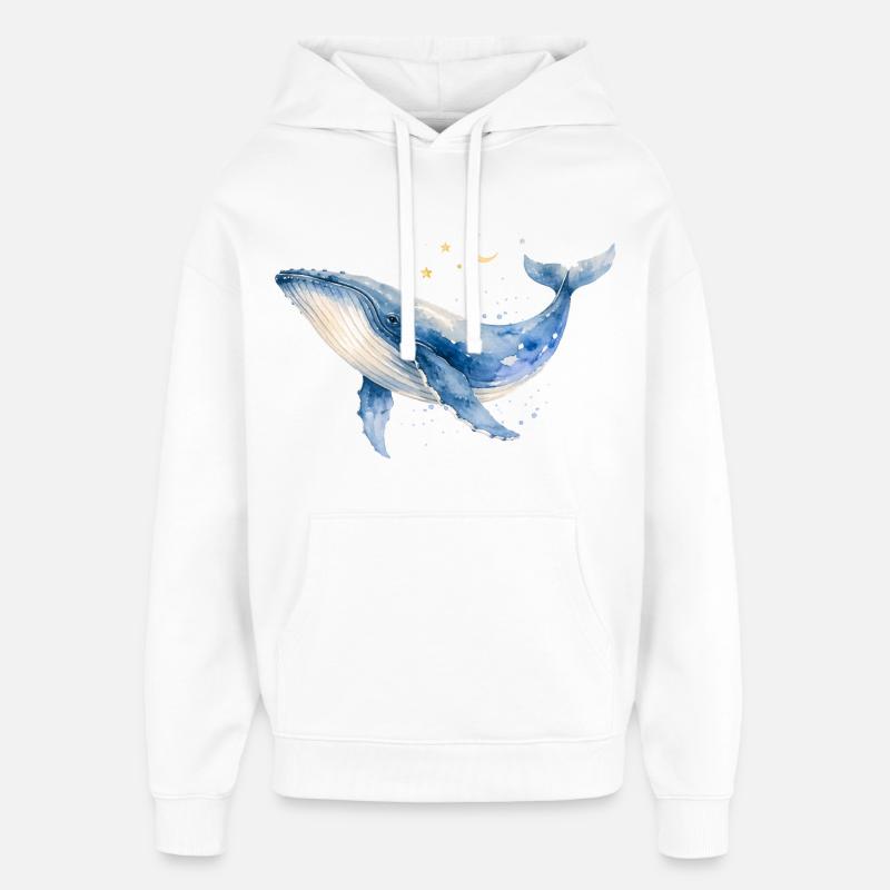 Aquarelle de baleine par MEERchandise - Sweat à capuche unisexe Stanley/Stella Oversized - blanc