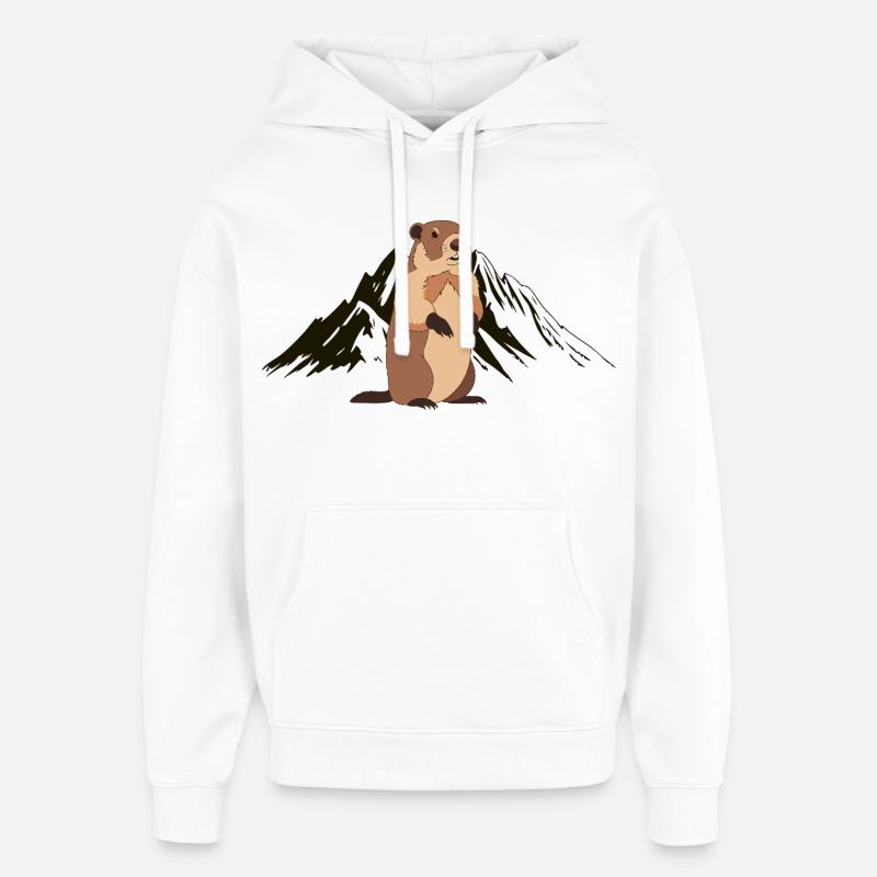 Marmotte des Alpes Aventure - Sweat à capuche unisexe Stanley/Stella Oversized - blanc